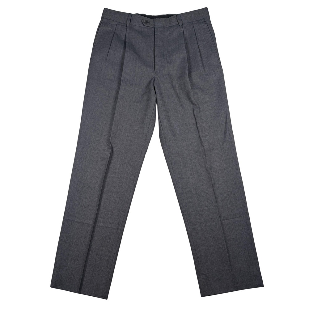 Jos. A. Bank Dress Pants Mens 34x32 Charcoal Gray 100% Wool Double Pleated